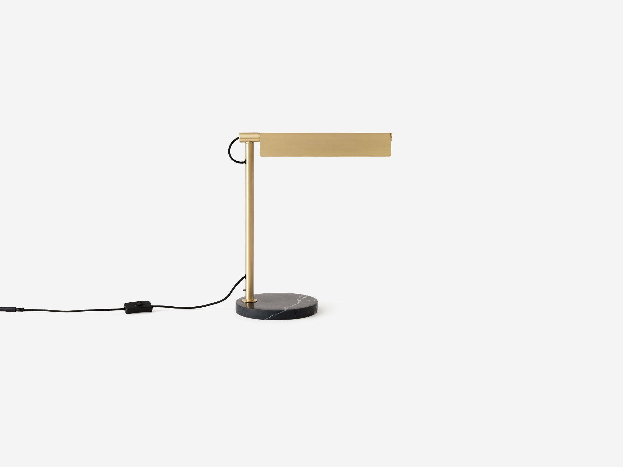 Side view of the Oxford side table lamp in brass